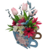 Aranjament flori primavara, Cadou 1-8 Martie, Cutie tip Ceasca M1 - imagine 2