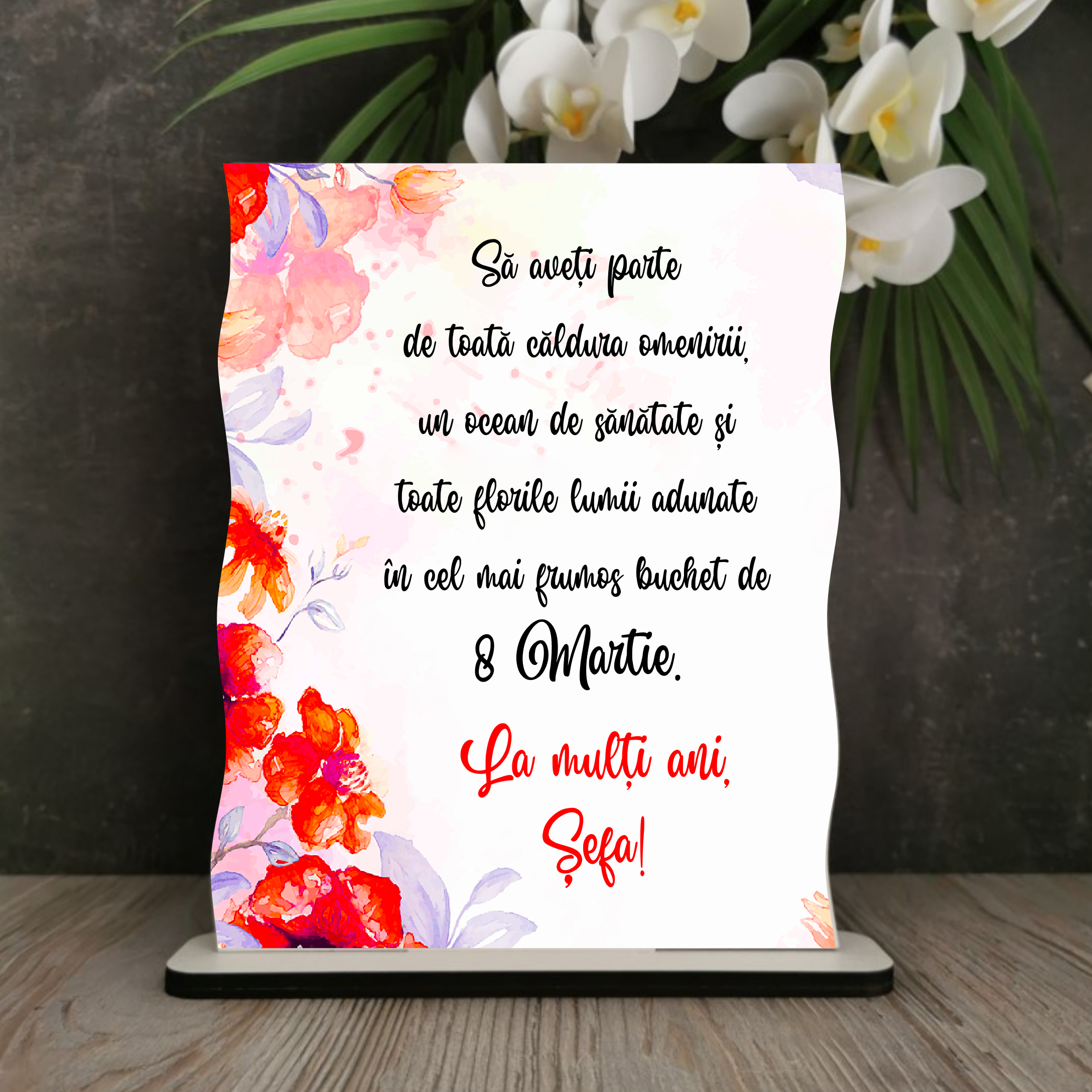 Placuta Trofeu Lemn, Cadou 8 Martie Sefa