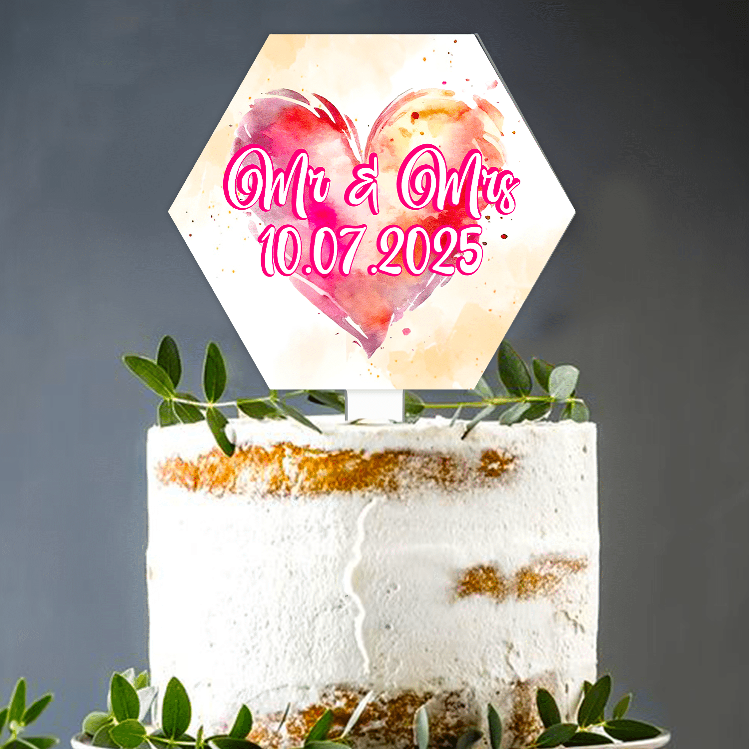 Cake Topper Nunta Personalizat Data Mr Mrs