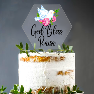 Cake Topper Personalizat Botez God Bless