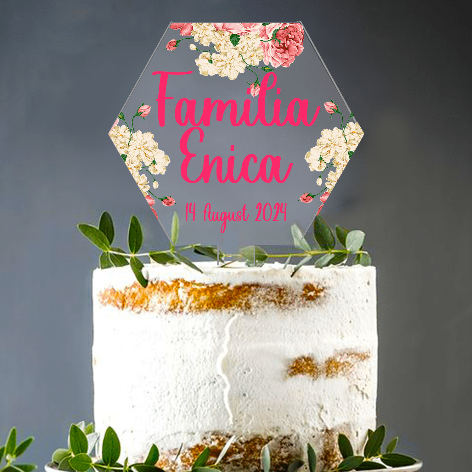 Cake Topper Nunta Personalizat Cu Nume si Data