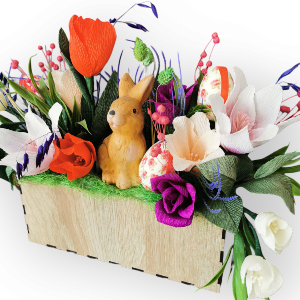 Aranjament floral Iepuras, Cadou Paste - imagine 2