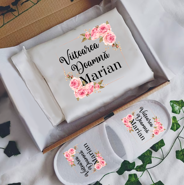 Set Halat Si Papuci Viitoare Doamna, Personalizati