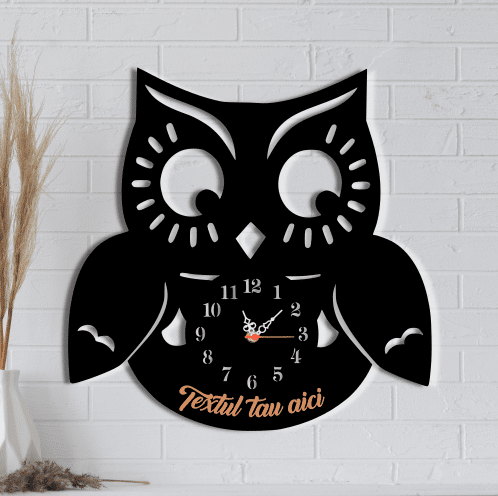 Ceas de perete personalizat, Ceas Decorativ Bufnita