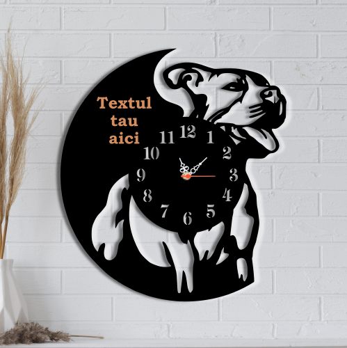 Ceas de perete personalizat, Caine Pitbull, Frizerii Canine, Cabinete Veterinare