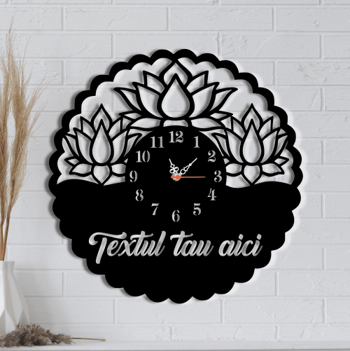 Ceas de perete personalizat, Ceas Decorativ Nuferi, Ceas Florarie/Yoga/Meditatie/Centru SPA