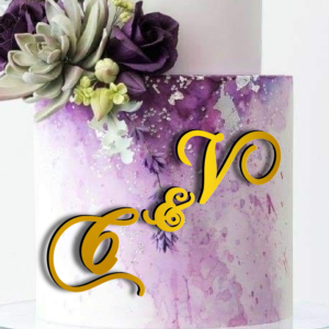 Cake Topper Nunta Minimalist, Initiale (M2)