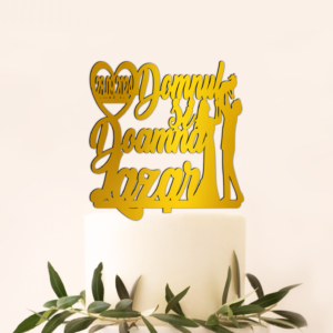 Cake Topper Nunta Domnul Doamna si Copil, Personalizat Nume Data