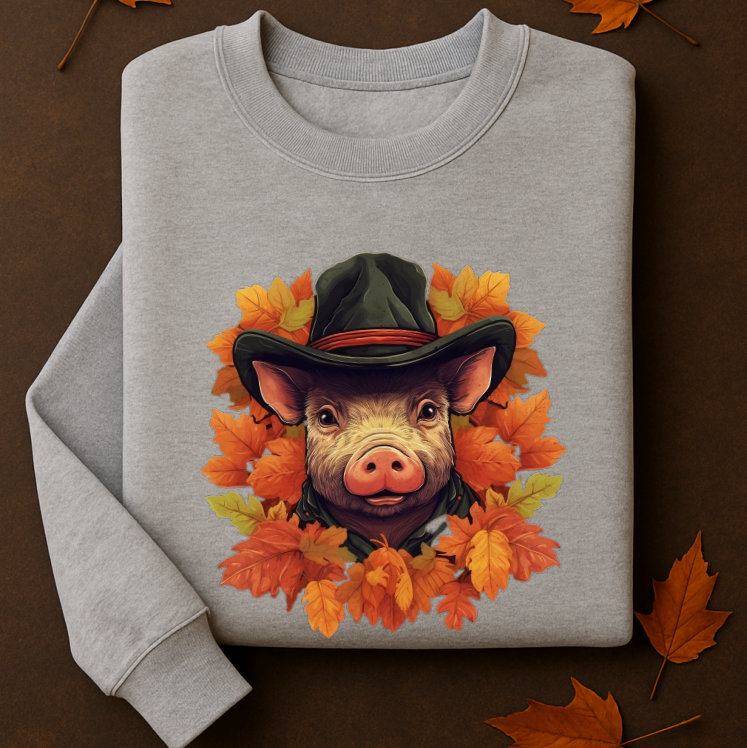 Bluza Unisex Toamna, Pig Fall Leaves