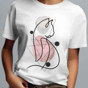 Tricou Dama Minimalist, Cat Line Art, MIN002