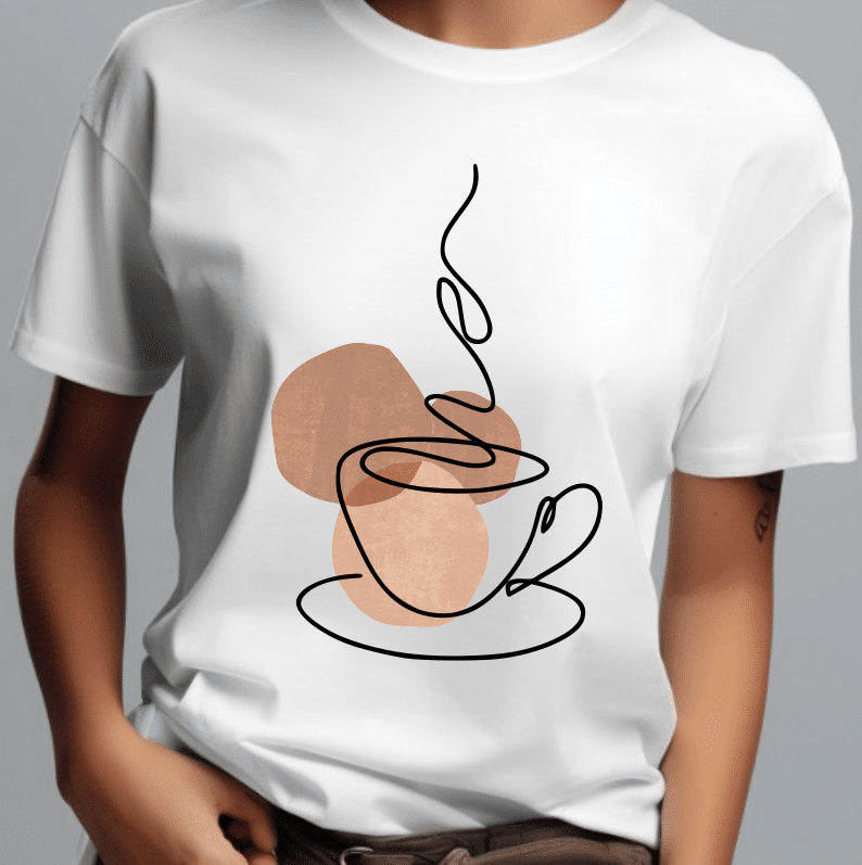 Tricou Dama Minimalist, Coffee Line Art, MIN003