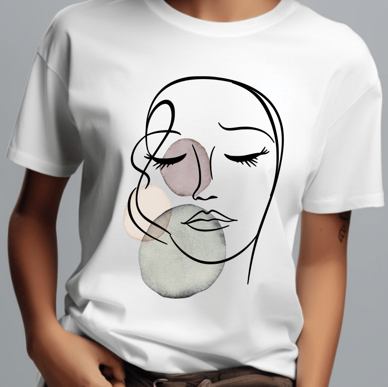 Tricou Dama Minimalist, Boho Face Line Art, MIN009
