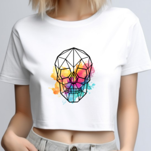 Tricou Dama, Crop Top, Geometric Skull, MIN017