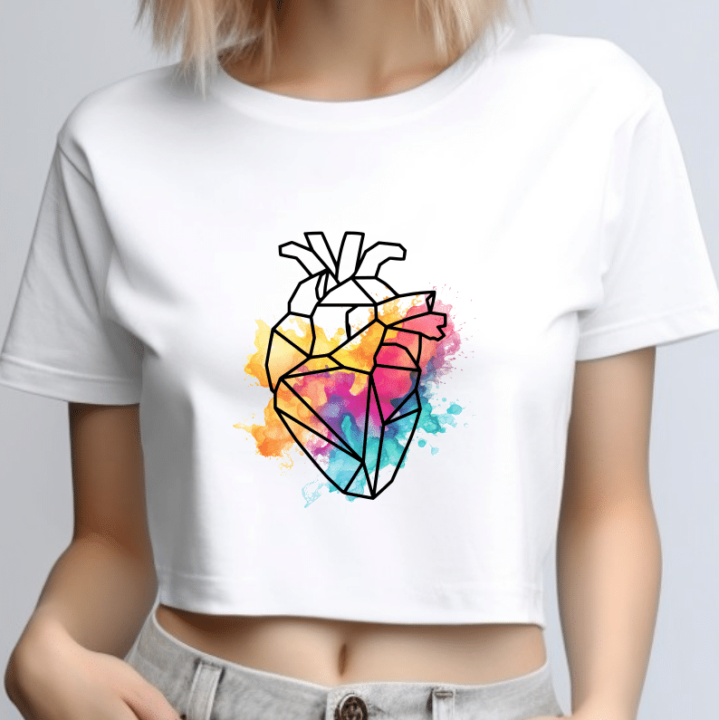 Tricou Dama, Crop Top, Geometric Heart, MIN018