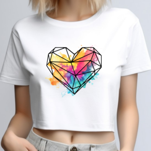 Tricou Dama, Crop Top, Geometric Heart, MIN014