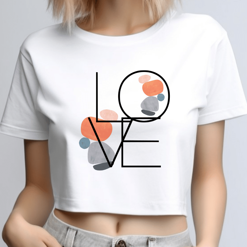 Tricou Dama, Crop Top Minimalist, LOVE, MIN006