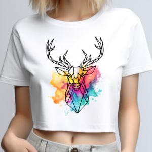 Tricou Dama, Crop Top, Geometric Deer, MIN020