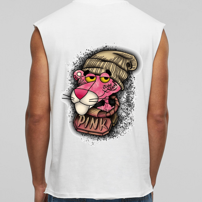 Tricou Barbat Sleeveless, Cartoon Pink Panter CART007 - imagine 2