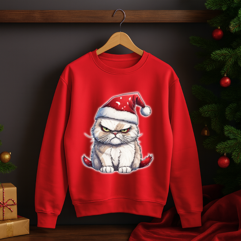 Bluza Unisex Iarna, Christmas Cat - imagine 2