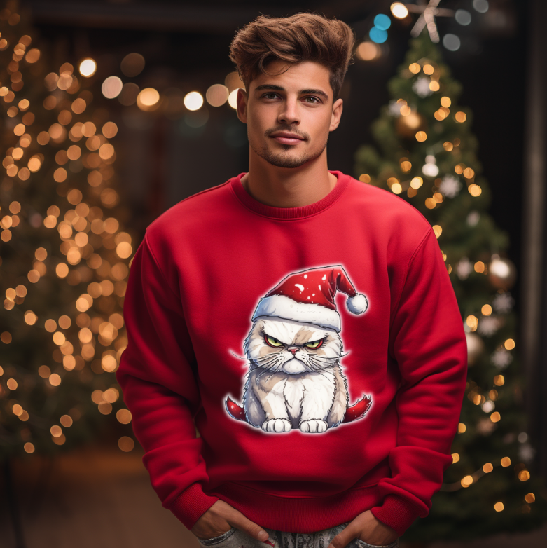 Bluza Unisex Iarna, Christmas Cat - imagine 3