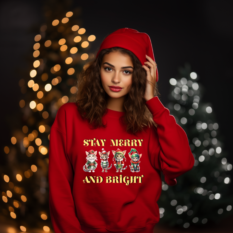 Bluza Unisex Craciun, Stay Merry and Bright - imagine 2