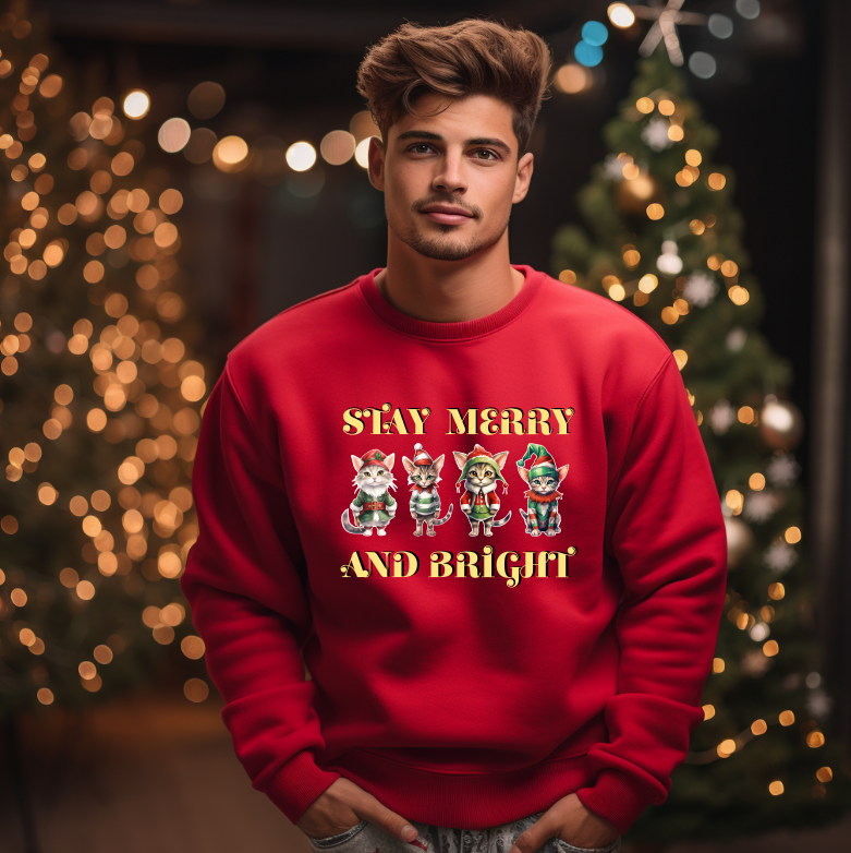 Bluza Unisex Craciun, Stay Merry and Bright - imagine 3