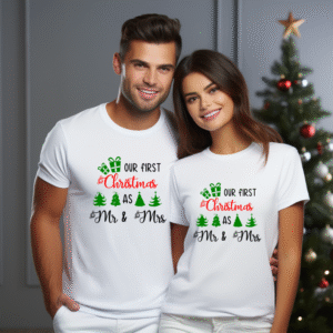 Alternative view of Set Tricouri Craciun Cuplu, First Christmas Mr Mrs