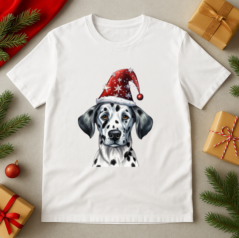 Tricou Unisex Craciun, Cute Dog Christmas Hat - imagine 4