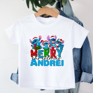 Tricou Copii Craciun Lilo Si Stich Personalizat