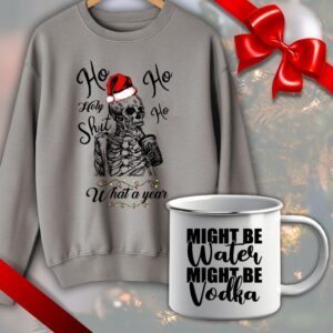 Set cadou Secret Santa, Bluza unisex Craciun + Cana metalica