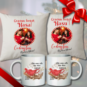 Set cadou Craciun nasi, 2 Perne + 2 Cani