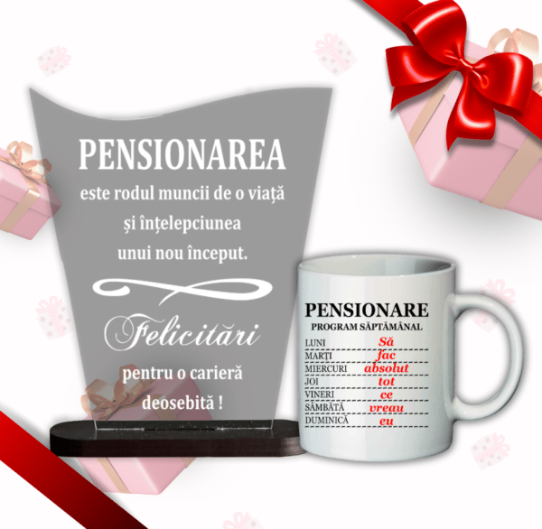 Set cadou pensionare, Trofeu + Cana Pensionare