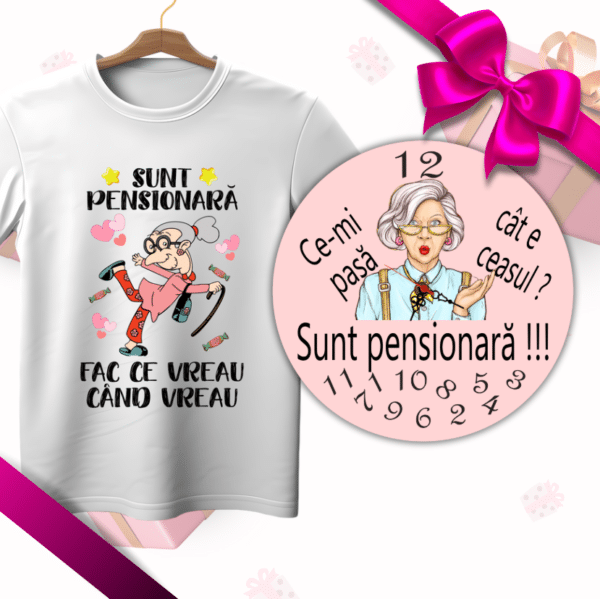 Set cadou pensionare, Tricou + Ceas Pensionara