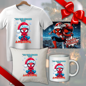 Set cadou Craciun copii, Tricou + Perna + Puzzle + Cana Spider Man