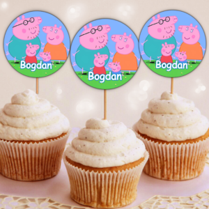 Etichete Cupcakes, Peppa Pig, Set 35 Buc