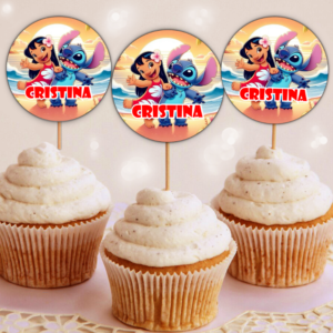 Etichete Cupcakes, Lilo si Stich, Set 35 Buc