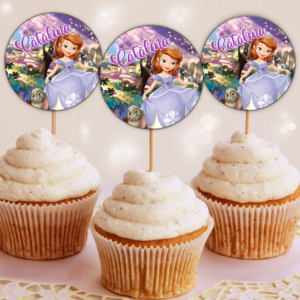 Etichete Cupcakes, Printesa Sofia, Set 35 Buc