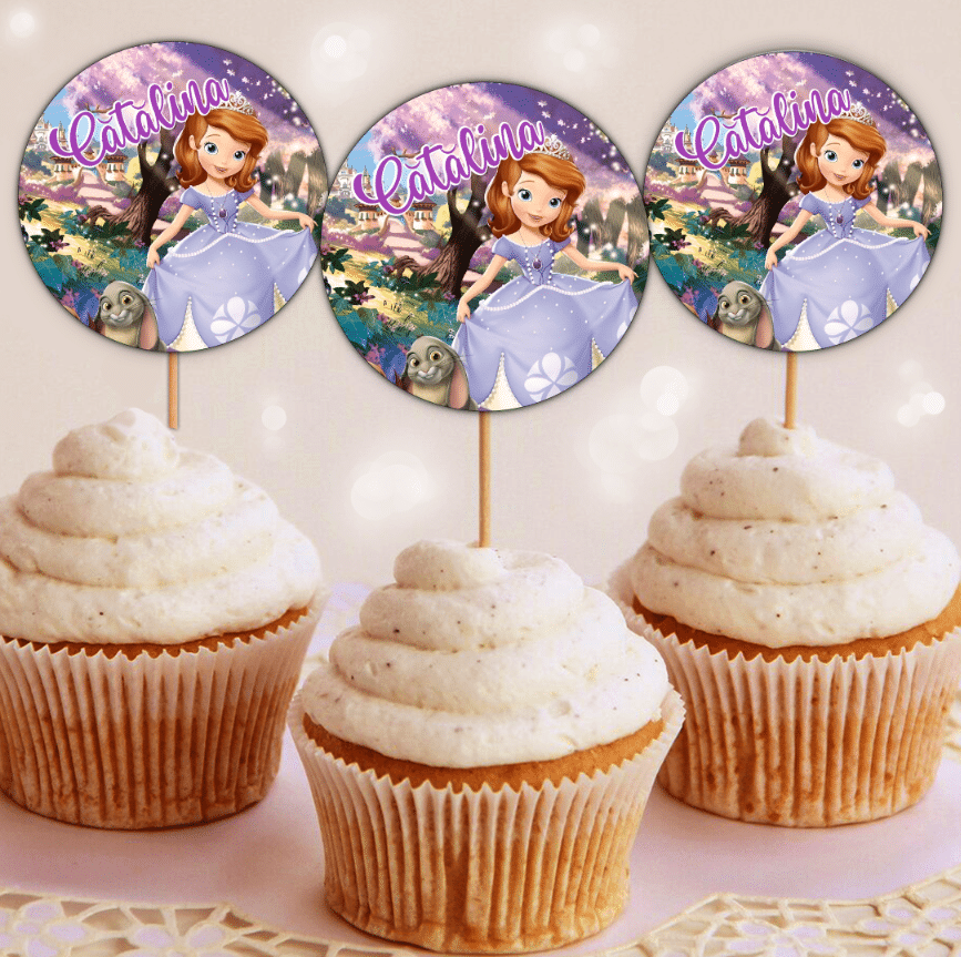 Etichete Cupcakes, Printesa Sofia, Set 35 Buc