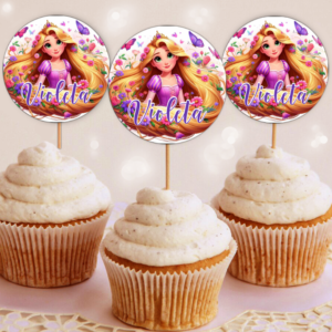 Etichete Cupcakes, Rapunzel, Set 35 Buc