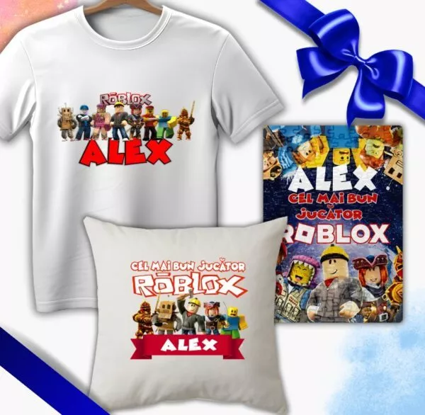 Set cadou copii, Tricou + Perna + Puzzle Roblox