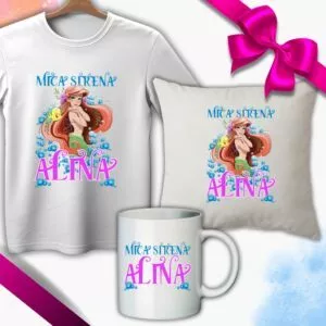 Set cadou copii, Tricou + Perna + Cana Mica Sirena