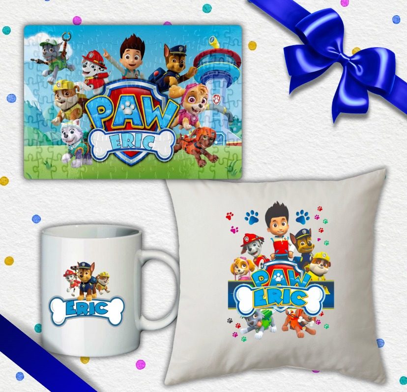 Set cadou copii, Perna + Puzzle + Cana Patrula Catelusilor