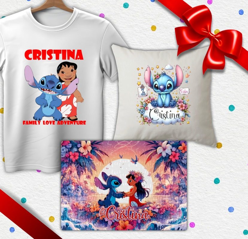Set cadou copii, Tricou + Perna + Puzzle Lilo Stitch