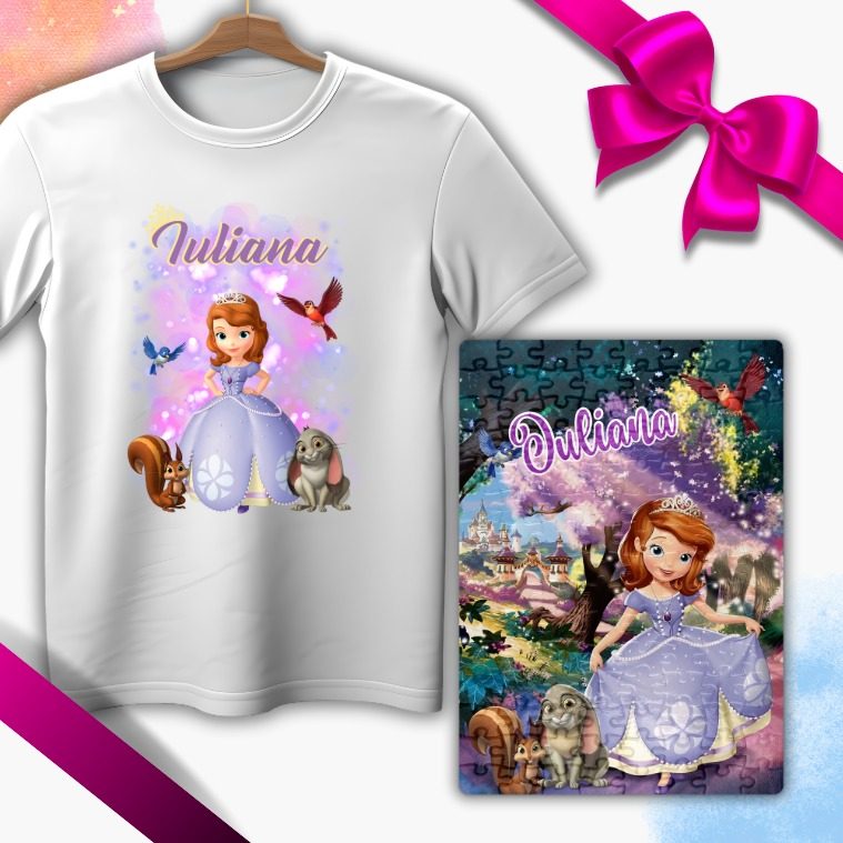 Set cadou copii, Tricou + Puzzle Printesa Sofia