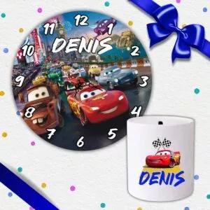 Set cadou copii Ceas de perete + Pusculita Fulger McQueen
