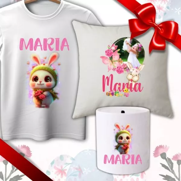 Set cadou copii Iepuras, Tricou + Perna + Pusculita