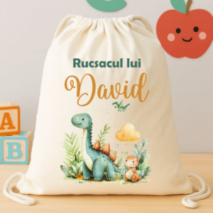 Rucsac personalizat textil, Dino