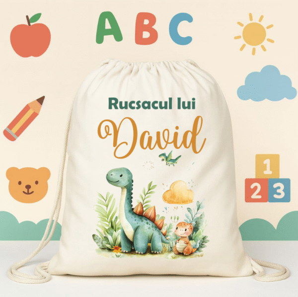 Rucsac personalizat textil, Dino - imagine 2
