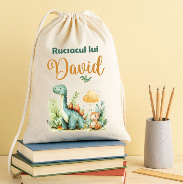 Rucsac personalizat textil, Dino - imagine 3