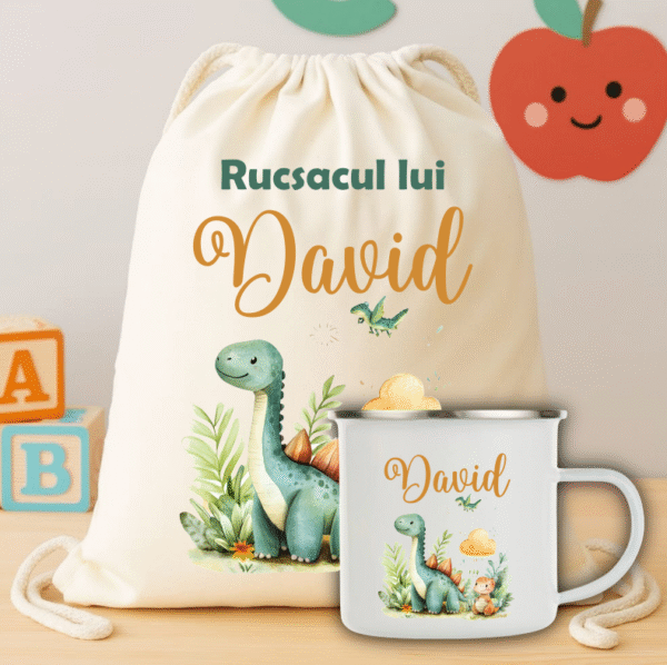 Rucsac personalizat textil, Dino - imagine 4
